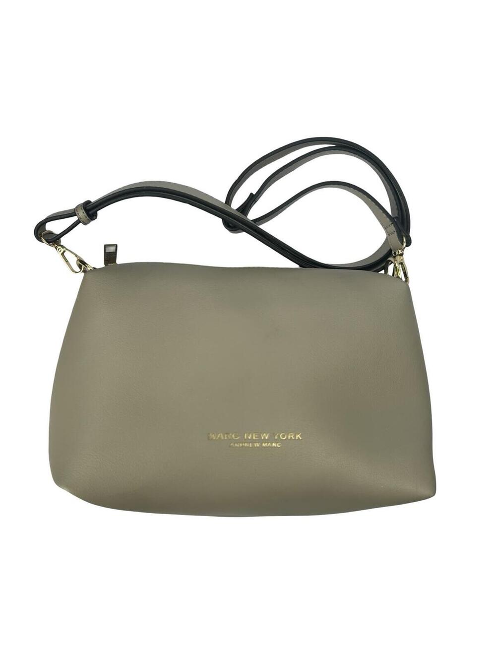 Marc New York Andrew Marc Taupe Crossbody Bag Minimalist Gold Logo